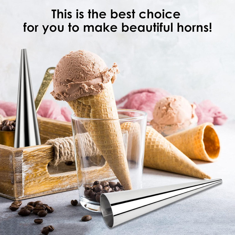 Cream Horn Molds 16Pcs Large Size 4.7 Inch Baking Cones Stainless Steel Roll Hor gallery