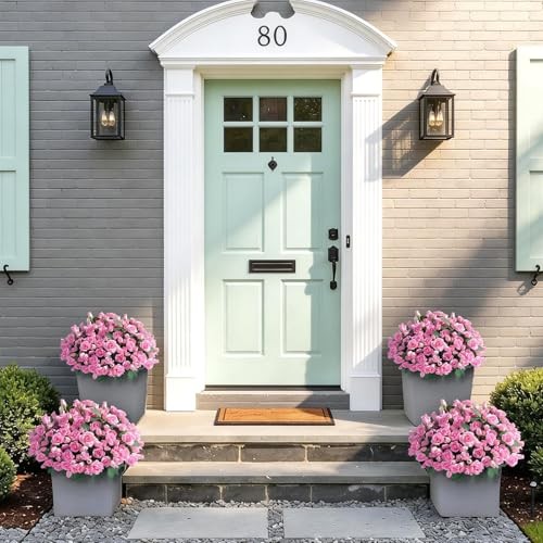 Bundles Artificial Roses for Front Door Outdoor Decor, Realistic Fake 8 Pink gallery