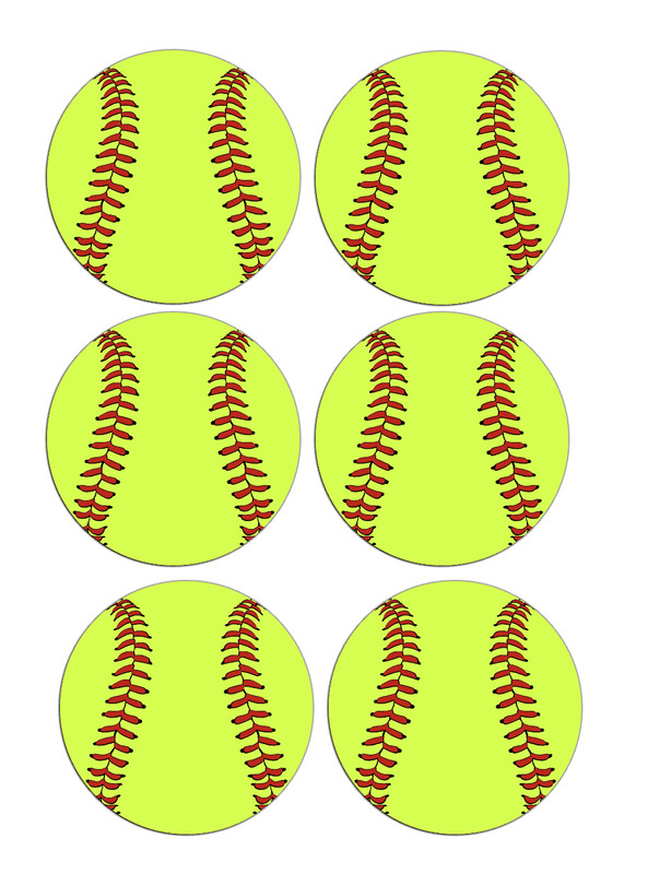 12 sports, softball, edible paper, cupcake cookie toppers, pre cut CHOOSE SIZE