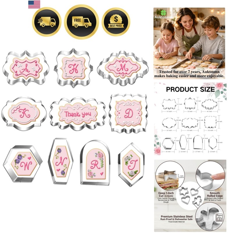 Large Plaque Cookie Cutter Set-10 Piece-4.0 Inch-Diswasher Safe-Frame Cookie …