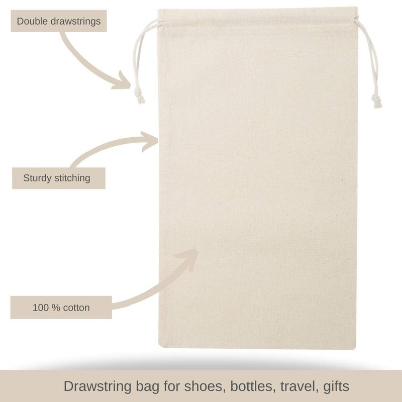 DR 100% Cotton Muslin Drawstring Bags (7x9 Inch - 12-Pack) Unbleached Natural... gallery
