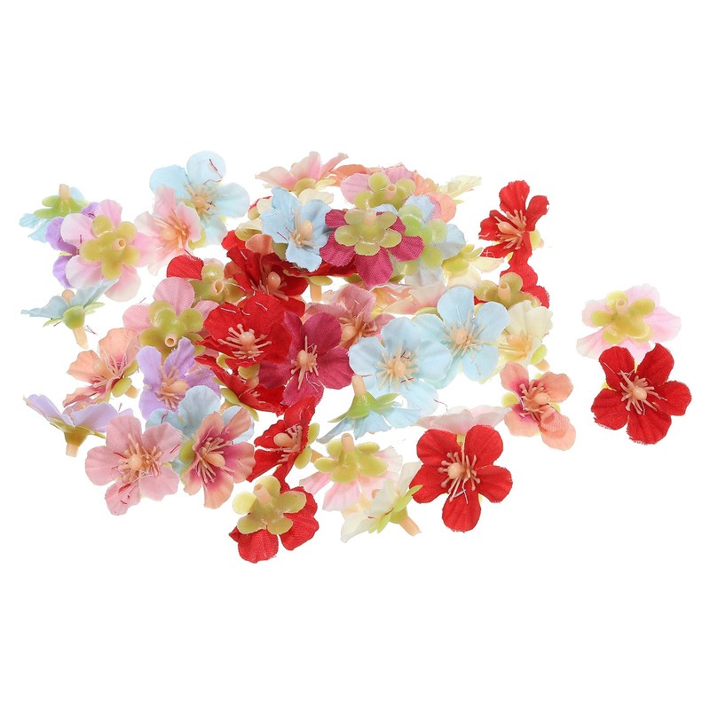 50Pcs 0.98" Artificial Silk Cherry Blossom Flower Heads for DIY, Multi-color