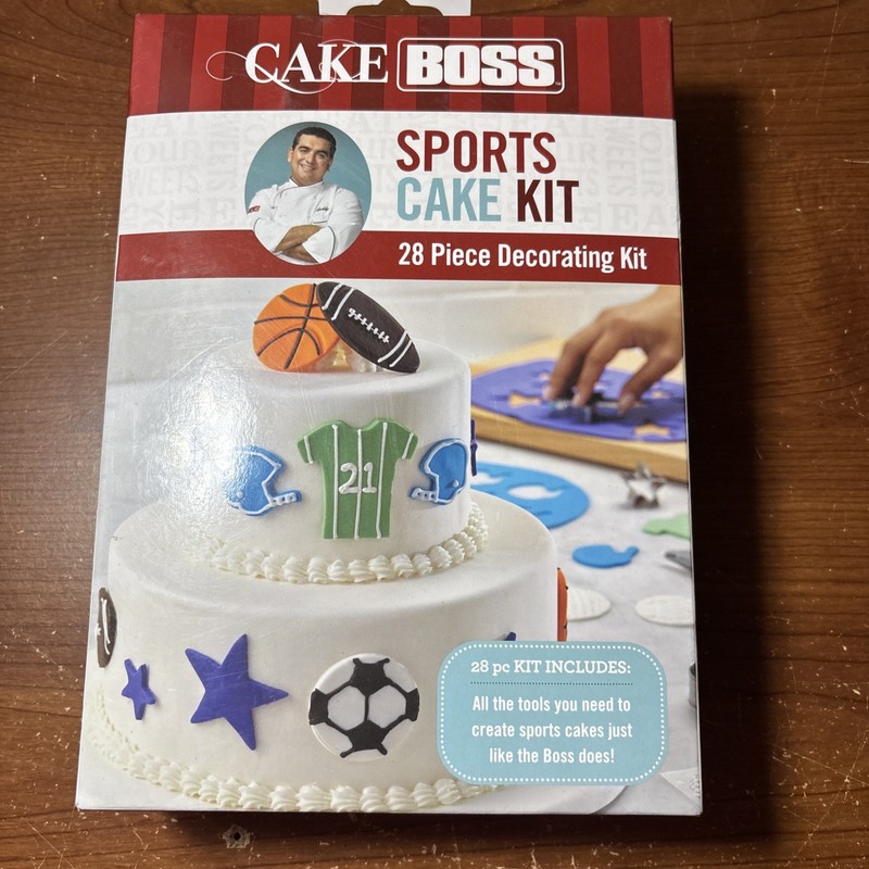Cake Boss Sports Cake Kit 28 Pc Decorating Football Soccer Baseball Basketball