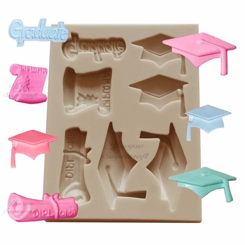 Graduation Silicone Mold Fondant Lace Sugarcraft Chocolate Gumpaste Cake Mould
