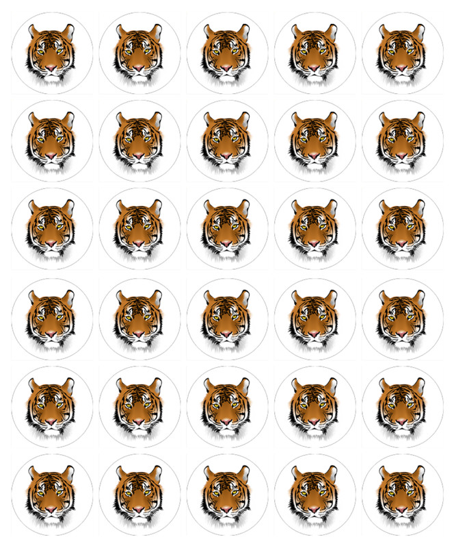 Tiger Cupcake Toppers Edible Icing Birthday Cake Jungle Animal Decorations #02 gallery