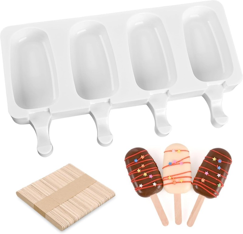 4 Cavity Silicone Cakesicle Mold | Popsicle & Chocolate Mold |BPA-Free Non-Stick