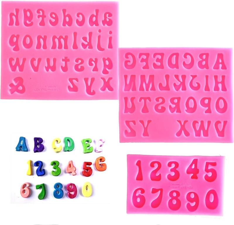 Letters Molds and Numbers Molds, Silicone Fondant Mold Chocolate Molds, 0-9 N…