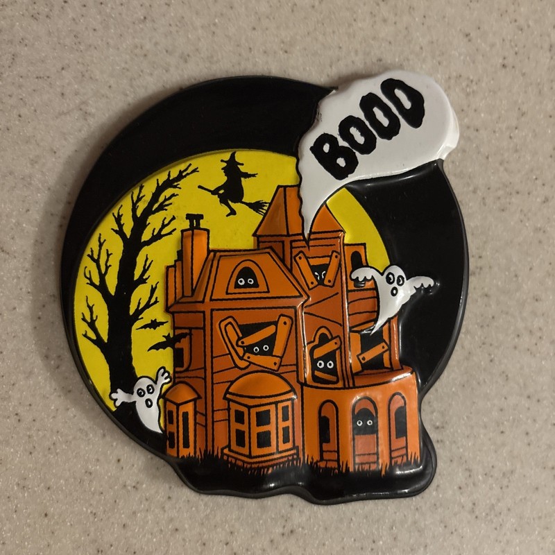 Vintage Halloween Cake Decoration or Topper – 90s Haunted House Witch Retro