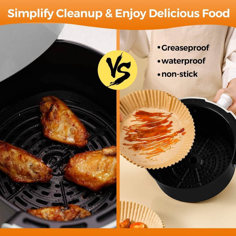 Air Fryer Paper Liners Disposable: 100PCS Round Airfryer 6.5"Round, Natural gallery