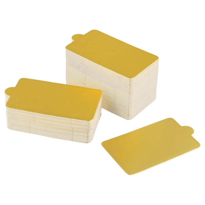 200 PCS 3.94x2.36 Inch Mini Gold Rectangular Cake Boards Mousse Base Paper gallery