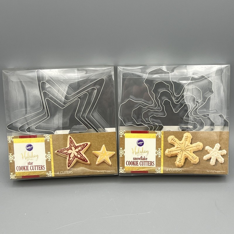 4-Piece Set Metal SNOWFLAKE & Star Nesting Cookie Cutters (8 Total)