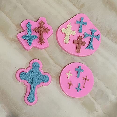 4 Pcs Small Chocolate Molds Baptism Cake Decorations Cross Cake Candy gallery