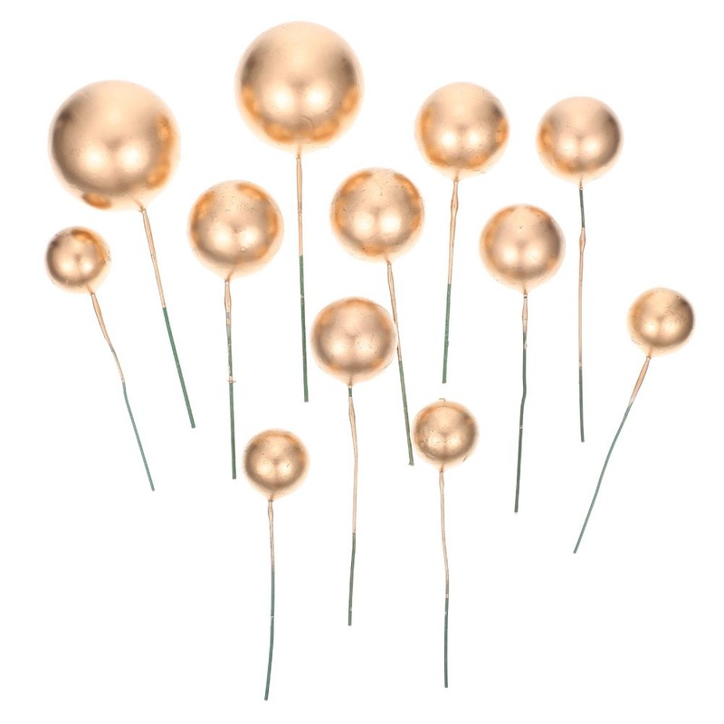 12Pcs Reusable Round Cake Topppers Golden Cake Decoration Picks for Party gallery