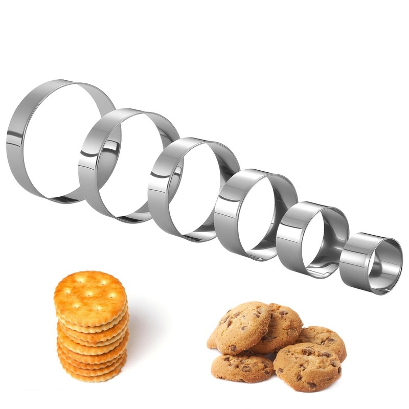 6 PCS Round Cookie Cutters (1.5,2,2.5,3,3.5,4 Inch), Stainless Steel Cookie C…