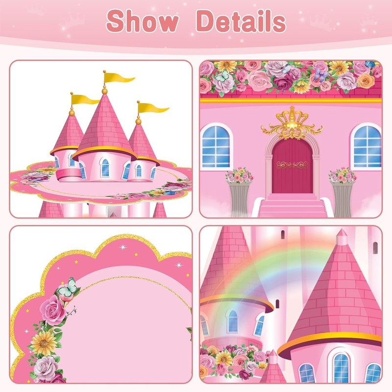 Pink Castle 2-Pack 3-Tier Cupcake Stands for Princess Birthday or Party Decor gallery