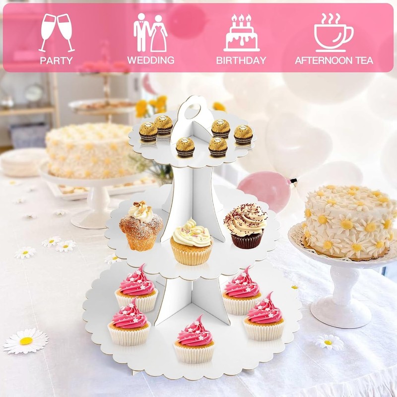 Versatile 3-Tier Cupcake and Dessert Stand for All Occasions - Lightweight gallery