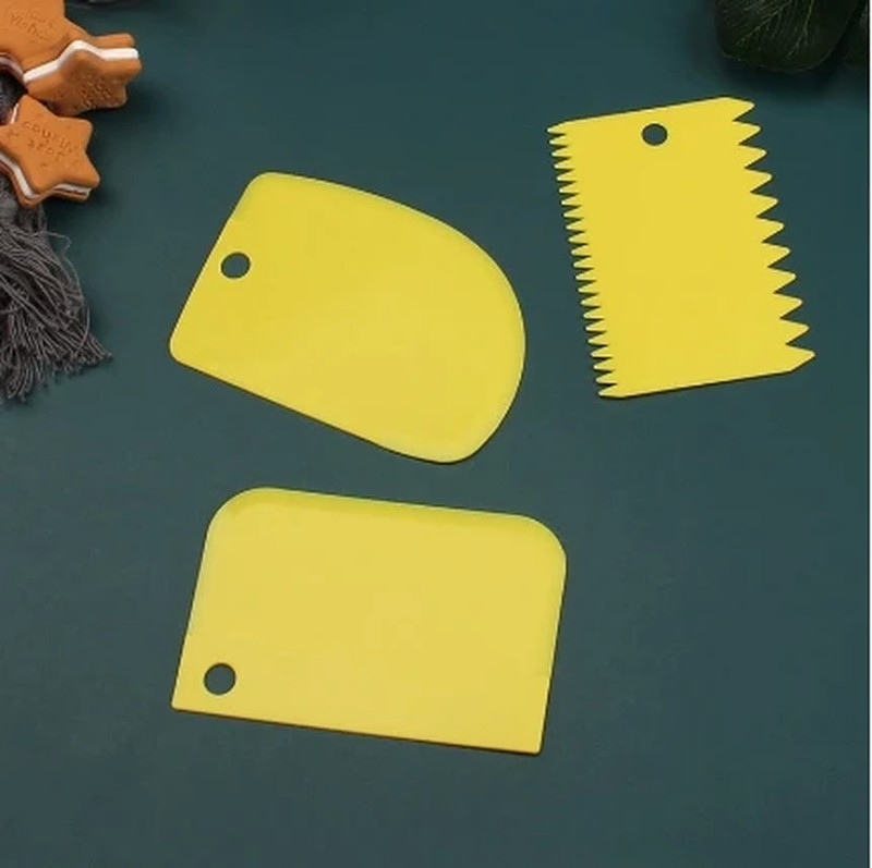 3Pcs Cake Scraper Smoother Set Icing Spatula Dough Scraper Baking Tool