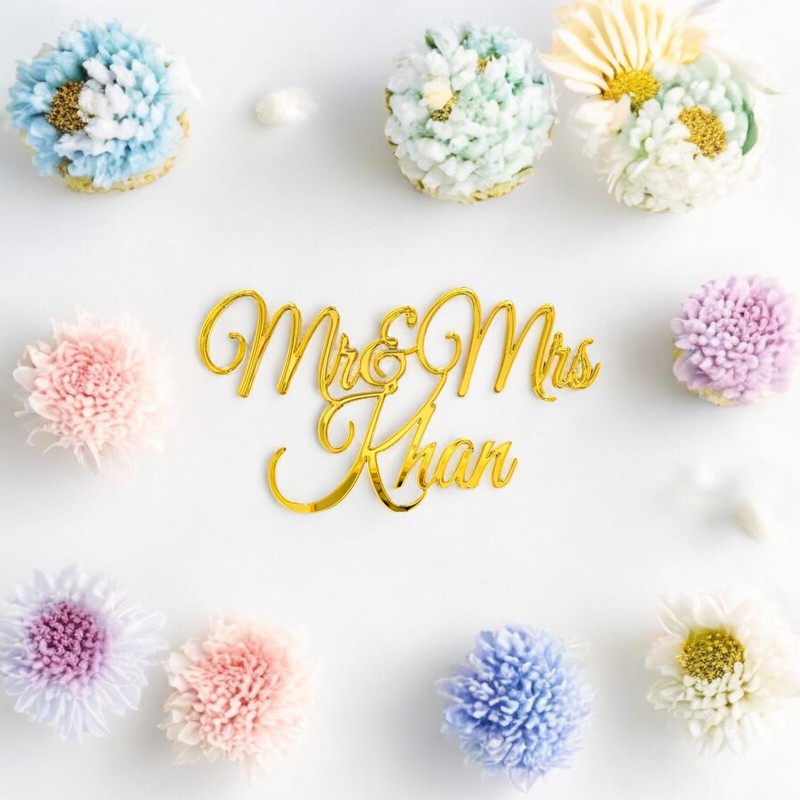 Personalised Acrylic Engagement Wedding Mr & Mrs Cake Topper Charm Custom Name gallery