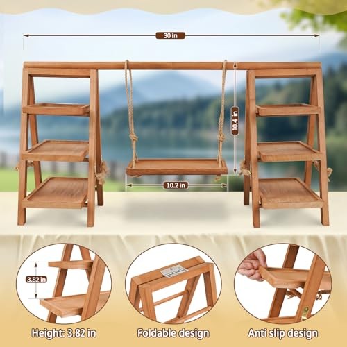 Wooden Cupcake Stand, 3 Tier Cupcake Display Stand for Dessert Display, Brown gallery