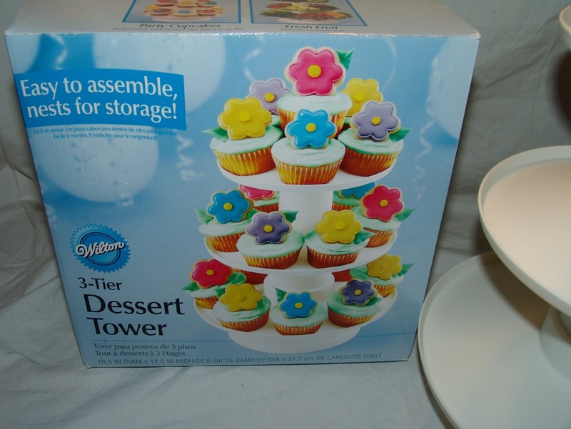 Wilton 3 Tier Dessert Tower Stand Display New NIB Plastic White Birthday Party gallery