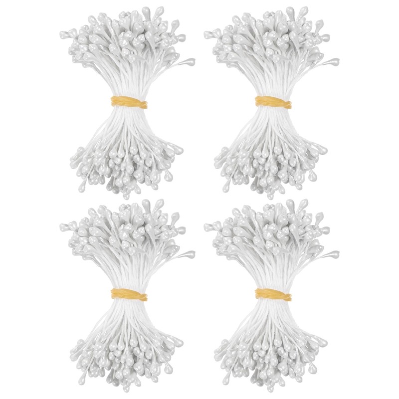 600-Pack 5mm Artificial Pearl Flower Stamens for DIY Crafts[White]