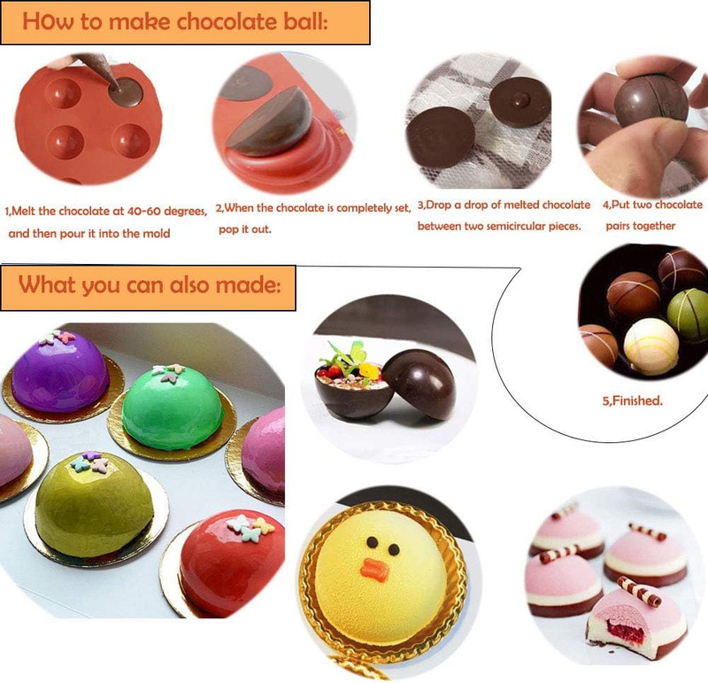 Semicircle Silicone Mold, Half Sphere Chocolate, Candy and Gummy Mold Teacake Ba gallery