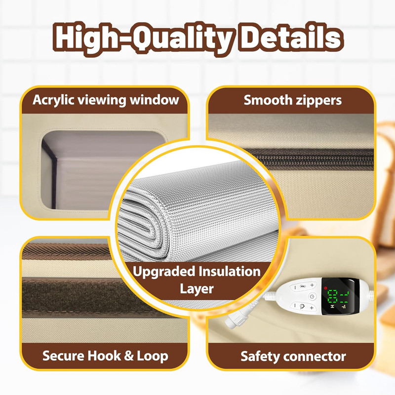 Bread Proofing Box with 3-Sided Heating, Electric Dough Proofer 68-131°F & 99H T gallery