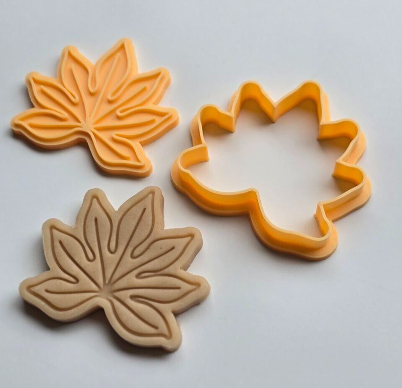 Maple Leaf Cookie Cutter + Stamp Set, Maple Leaf Cookie Cutter, Cookie Stamp Set
