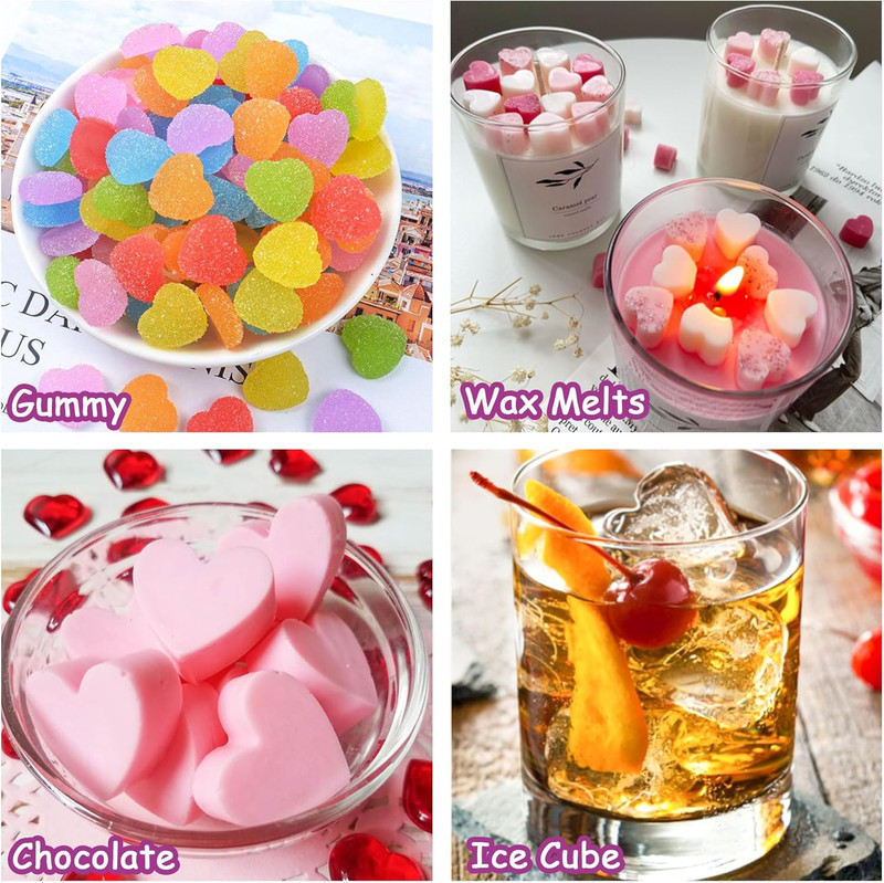 3Pack Heart Silicone Ice Cube Tray Molds Mini Valentine Wax Melt Mold for Baking gallery