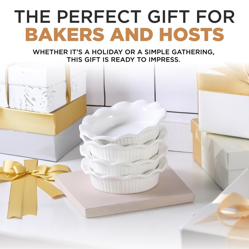 Aunt Shannon's Kitchen White Ceramic Mini Pie Pans - Set of 4 - 4-Pack, gallery