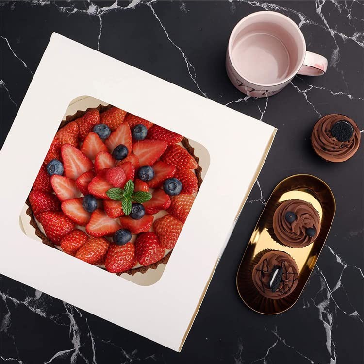20 PCS White 8x8x5 Inch Bakery Cake Boxes Window Pasteles Pastry Cookie Pie gallery