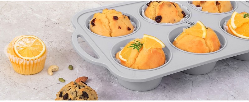 Jumbo Silicone Muffin Pan with Metal Frame, Non Stick Silicone Cupcake Pan with gallery
