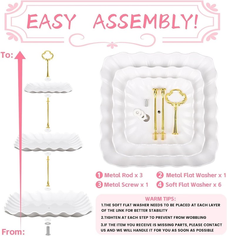 5 Pcs Dessert Table Display Set - 2 Pcs 3-Tier Dessert Display Stands & 3 Pcs... gallery
