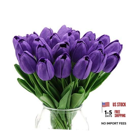 Real Touch Purple Tulips 24PCS Artificial Flowers for Decoraion 24pcs-purple