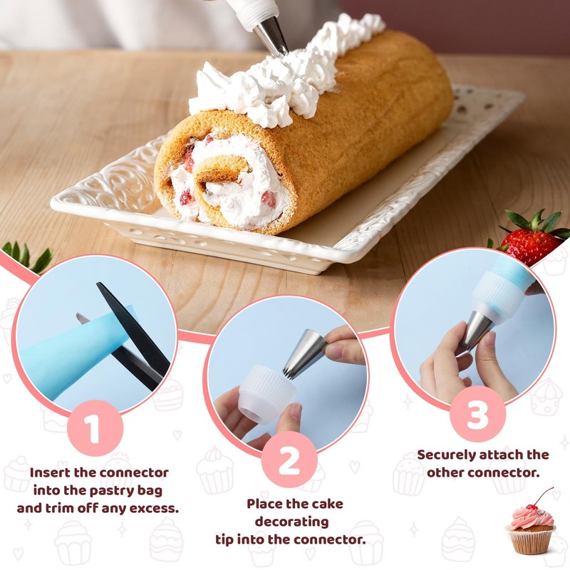 8 PCS Large Piping Tips Set Stainless Steel Frosting Reusable Pastry Bag gallery