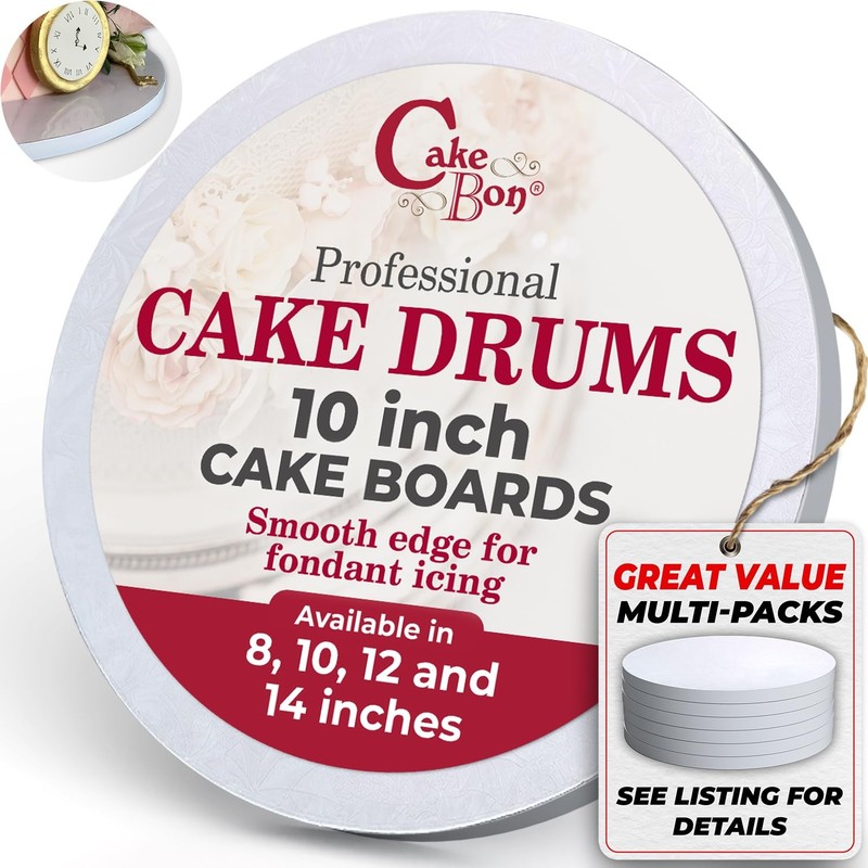 6 PCS Cake Boards 10 Inch Round Drums White 1/2 Inch Thick Professional Smooth