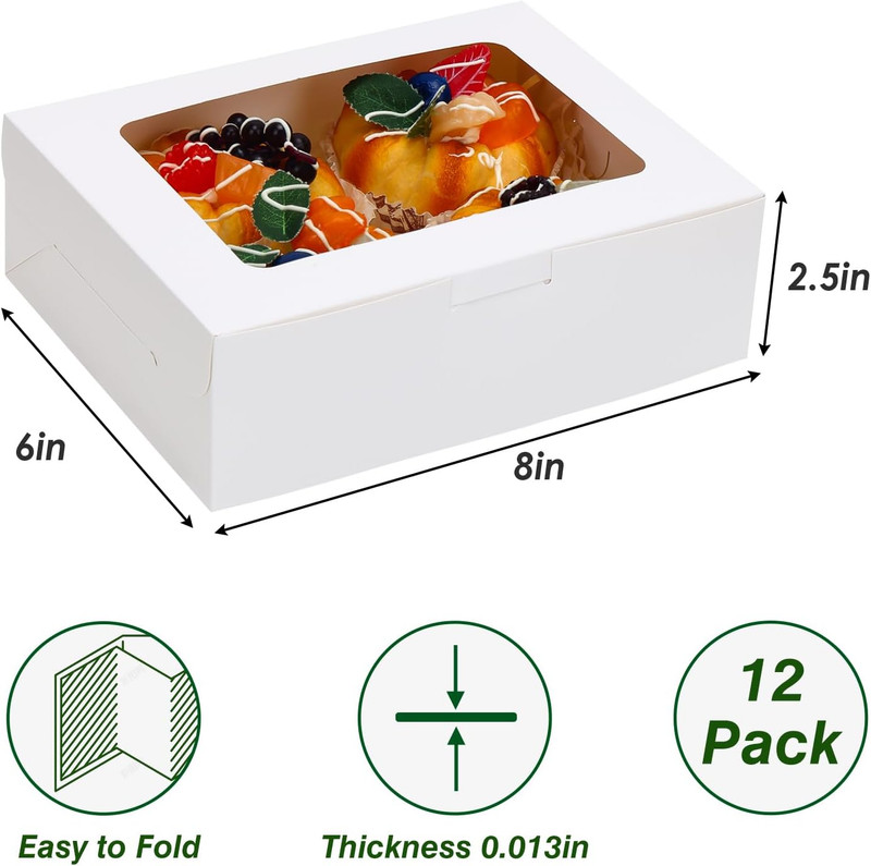 TOMNK 12pcs 8x6x2.5 Inches Bakery Boxes with Window, Cookie Boxes for Chocolate gallery