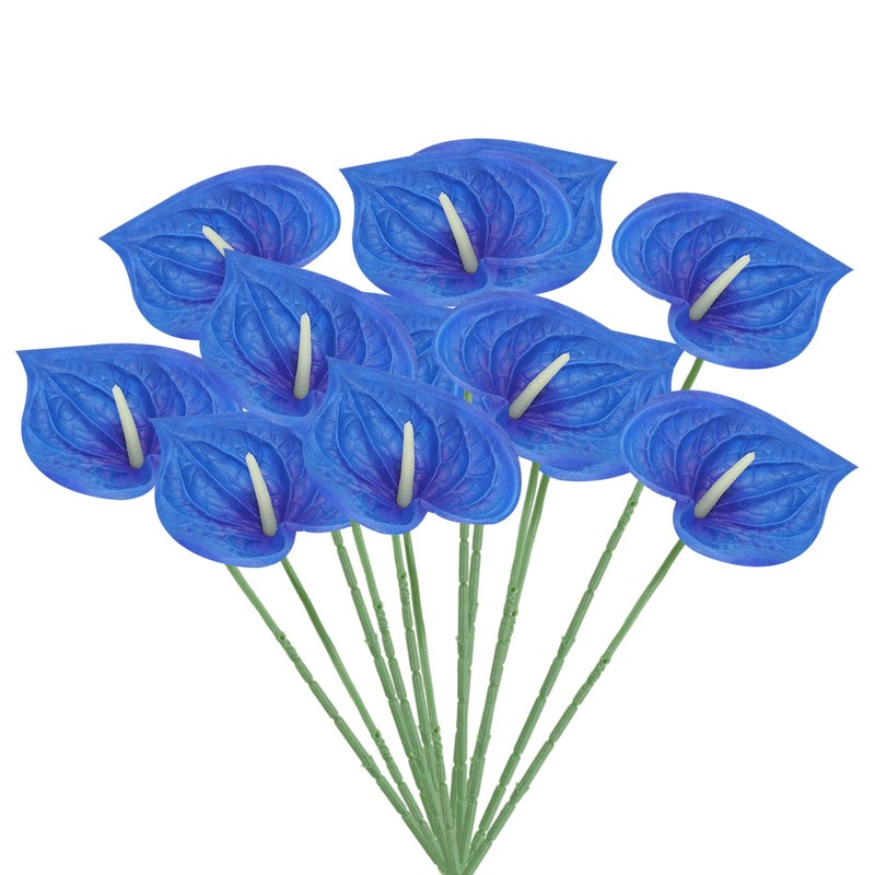 10Pcs Artificial Flowers Anthurium Lily 13″ Bouquet Decor For Navy Blue