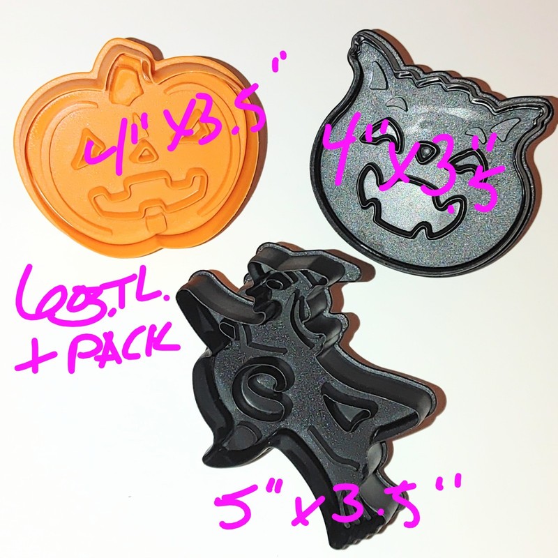 Williams Sonoma Halloween Cookie Pastry Cutters Plunger Handle Pumpkin Witch Cat gallery