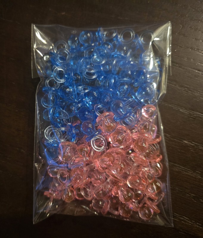 96 Pcs Mini Pink-Blue Pacifier & 96 Pc It's A Girl- Boy Stickers Baby Shower Lot gallery