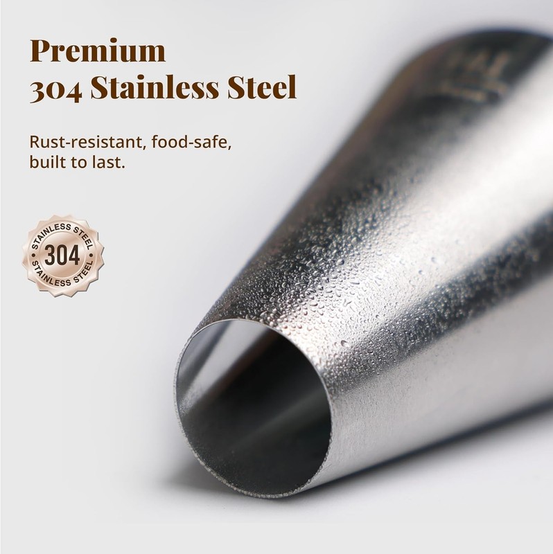 Professional Cake Decorating Set: 10 X-Large Stainless Steel Tips with 20 Bags gallery