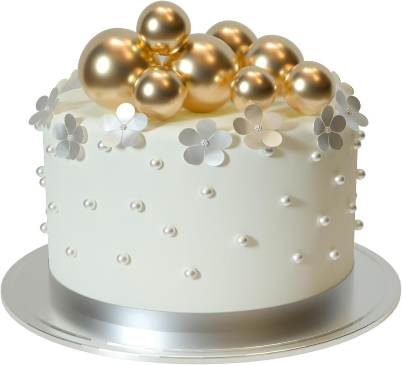 20 Pcs Ball Cake Topper Decorations Mini Balloons Cake Topper Sticks Gold Cake gallery