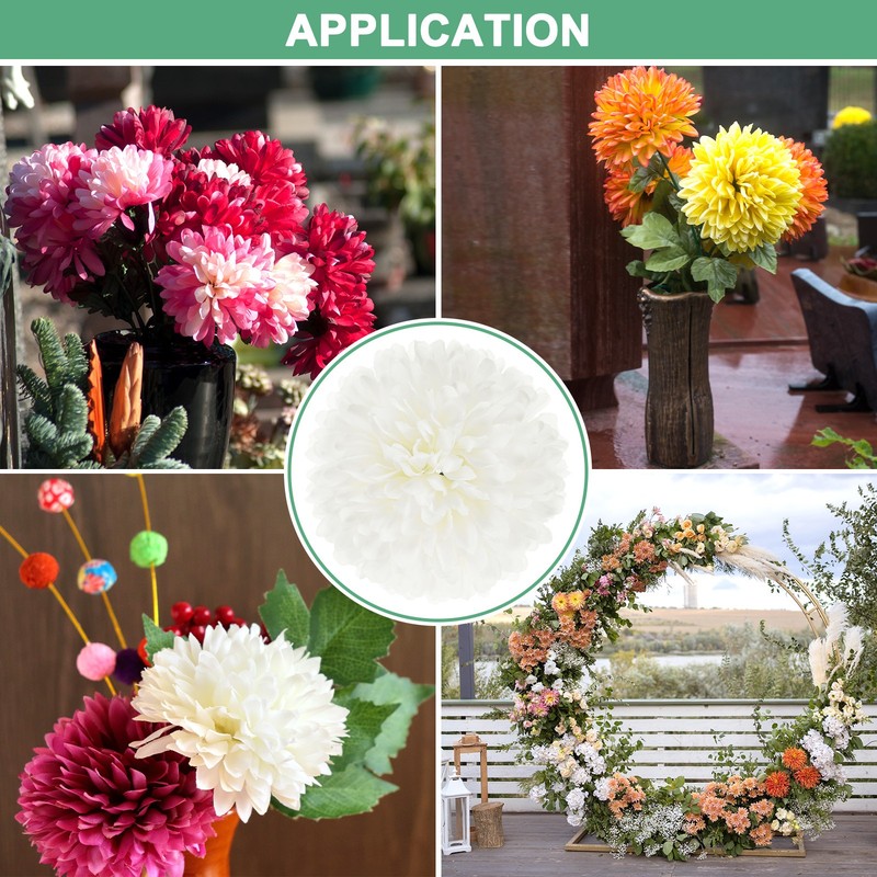 12-Pack Artificial Flower Heads, Cream White Chrysanthemum for Home, Wedding gallery