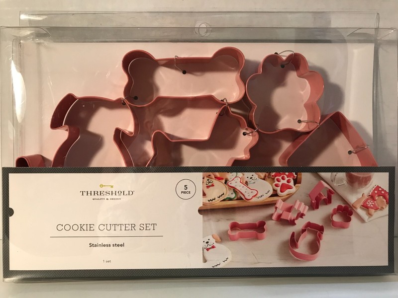 Threshold Dog-theme 5 Piece Cookie Cutter Set–Pink Stainless Steel– New