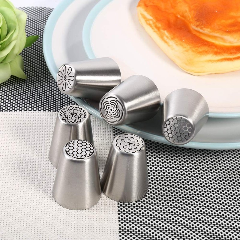 Russian Piping Tips Set, 6 Pcs Russian Tips for Cake Decorating, Large Piping... gallery