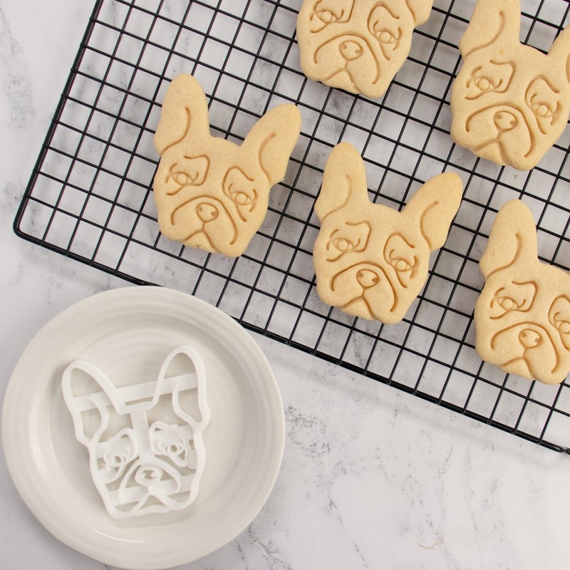 French Bulldog Face Cookie Cutter - dog portrait treats adoption Frenchie gallery