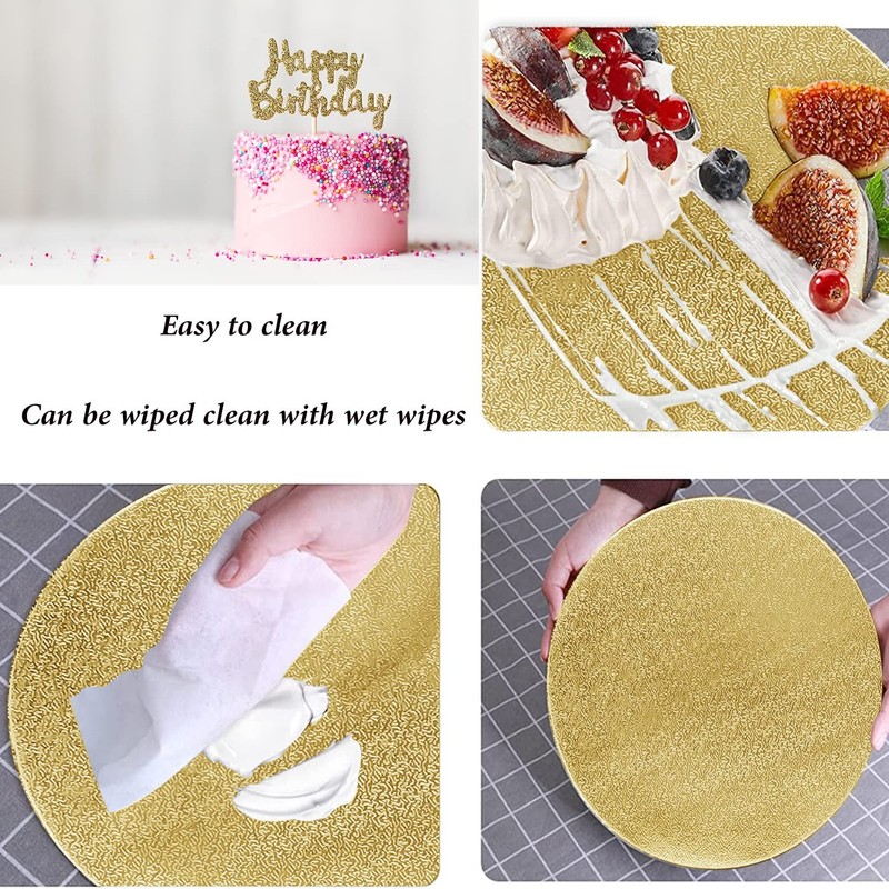 4 PCS Gold Cake Boards Round Circles 6 8 10 12 Inch Base Set for Wedding Party gallery