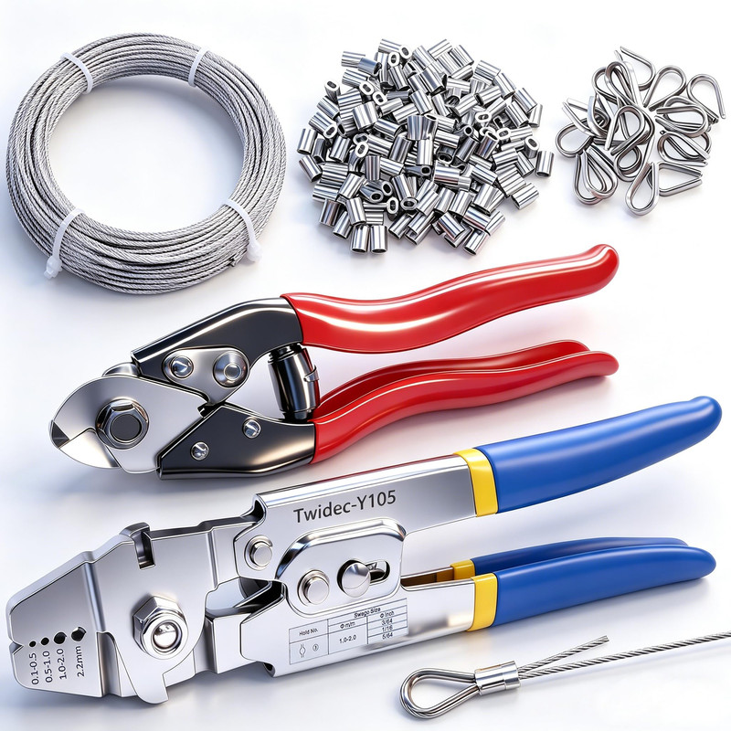 Twidec/Wire Rope Crimping Tool Up To 2.2Mm 240Pcs 1/16Aluminum Crimping Loop