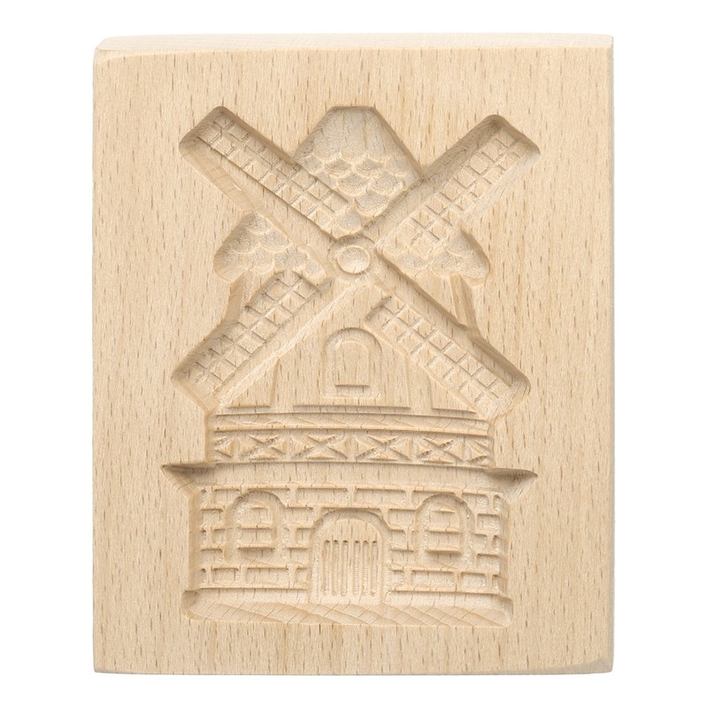 Wooden Cookie Mould 3.94″ x 3.15″ Wooden Cookie Biscuit Mould Windmill Carved