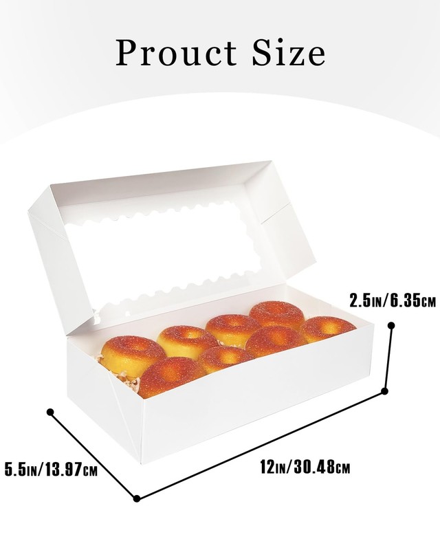 Auto-pop up Cookie Box with Window 12x5.5x2.5 Inch White 50Pcs Pastry Macaron... gallery